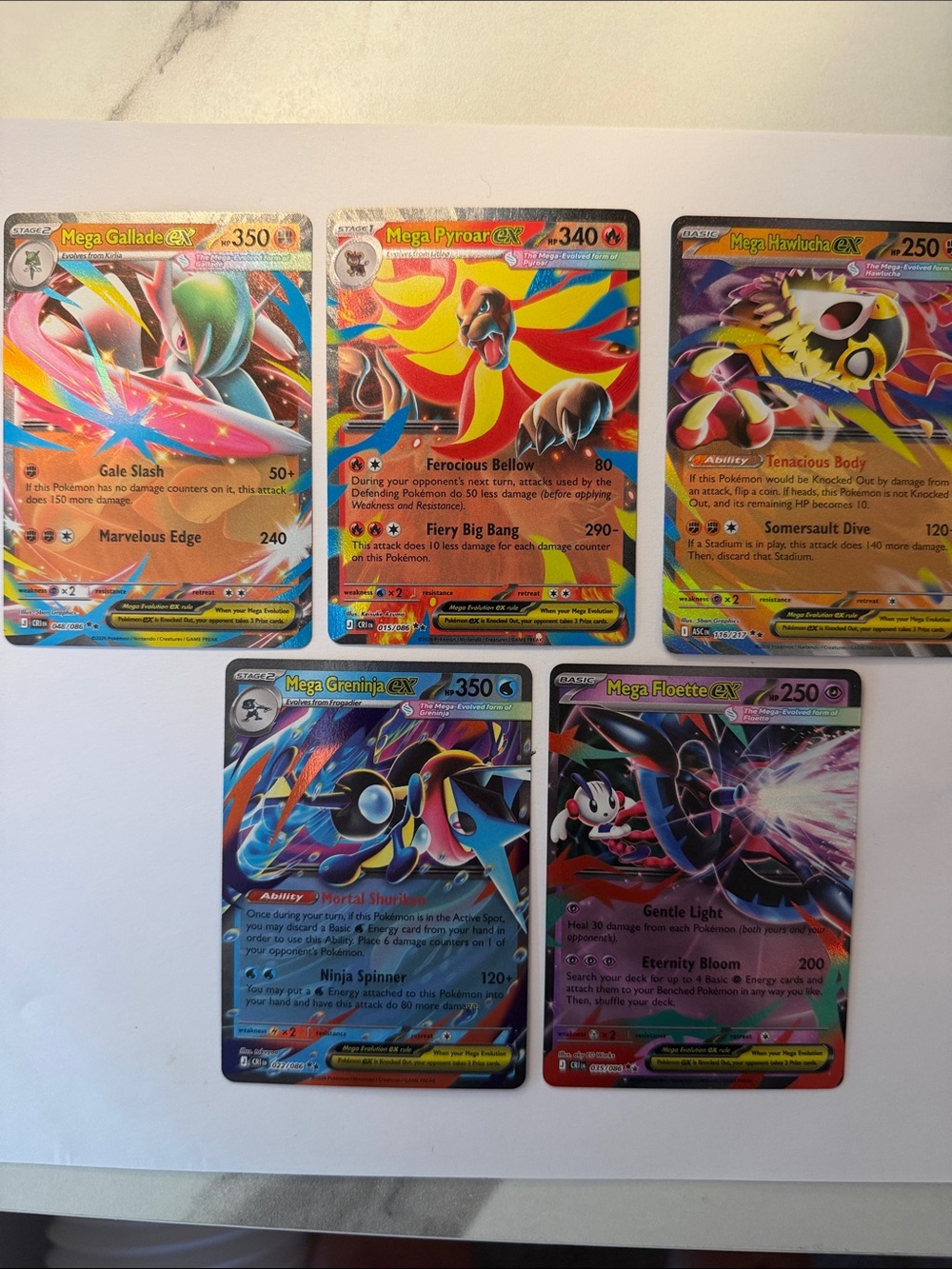 Pokemon RARE Mega EX Holo Cards - set of 5